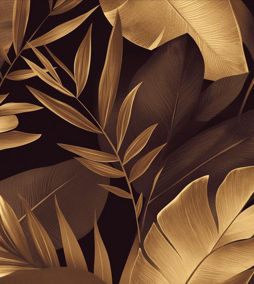 Black and Gold Mural Wallpaper | Tropical Leaves