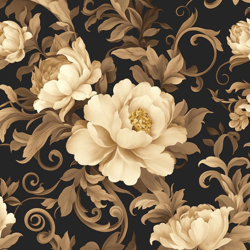 Black and Gold Mural Wallpaper | Spring Flowers