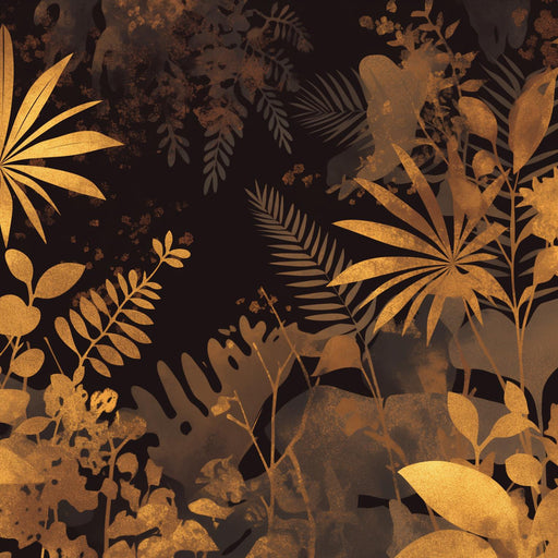 Black and Gold Mural Wallpaper | Dense Forest