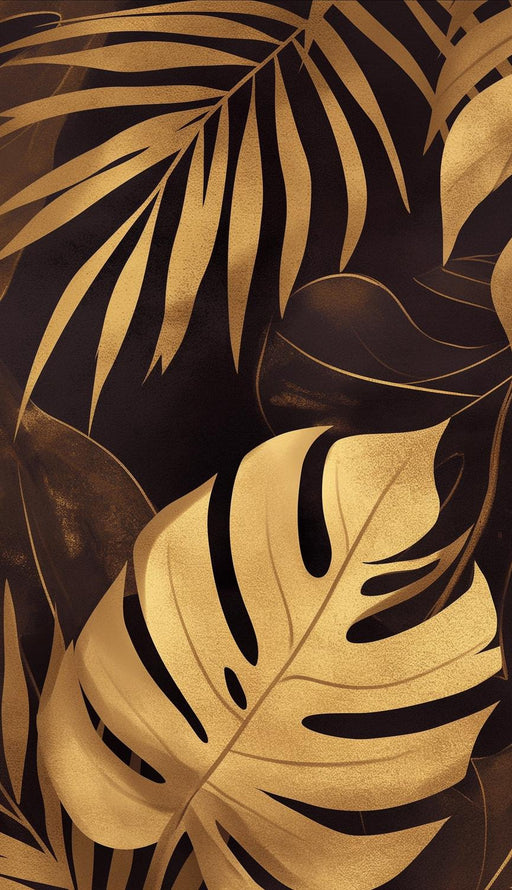 Black and Gold Mural Wallpaper | Large Leaves