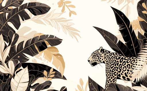 Black and Gold Mural Wallpaper | Golden Jungle and Cheetah