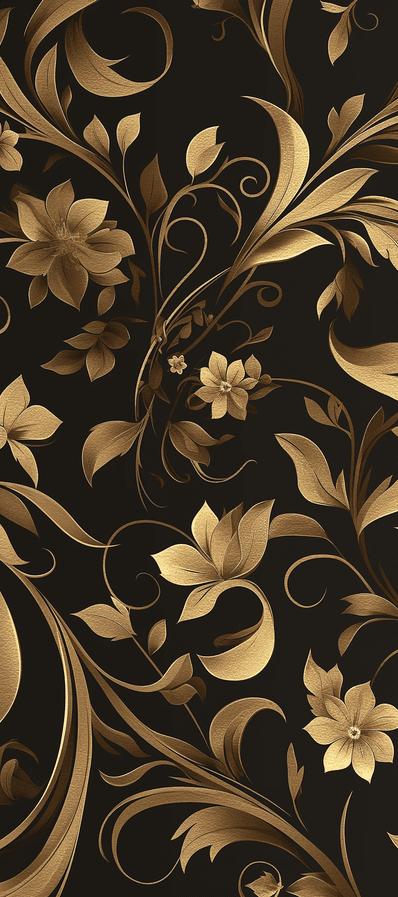 Black and Gold Mural Wallpaper | Various Floral Patterns