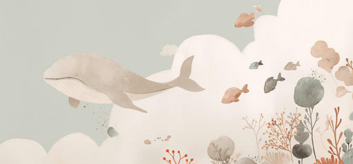 Ocean Mural Wallpaper | Pastel Whale