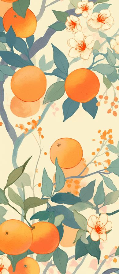 Orange Mural Wallpaper | Harvesting the Orange Tree