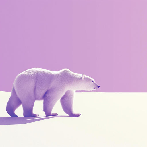 White Bear Mural Wallpaper | Ice Floe and Purple Background