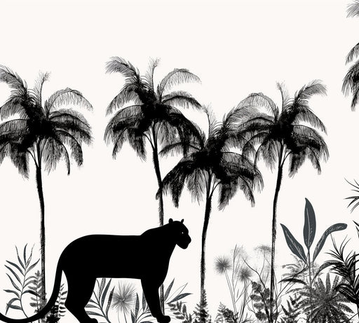 Panther Mural Wallpaper | In Black and White