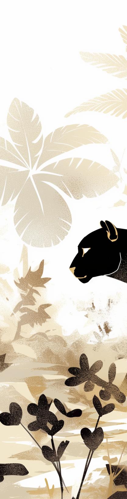 Panther Mural Wallpaper | Black and Gold Jungle