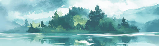 Panoramic Landscape Mural Wallpaper | Green and Pastel