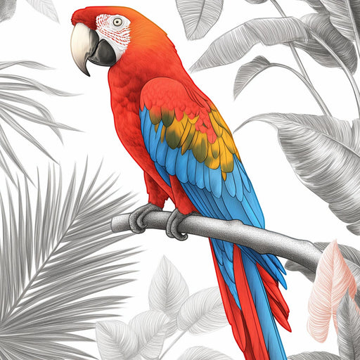 Parrot Mural Wallpaper | Black and White Background