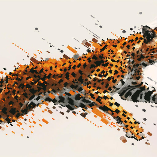 Pixel Mural Wallpaper | Leopard in Full Leap