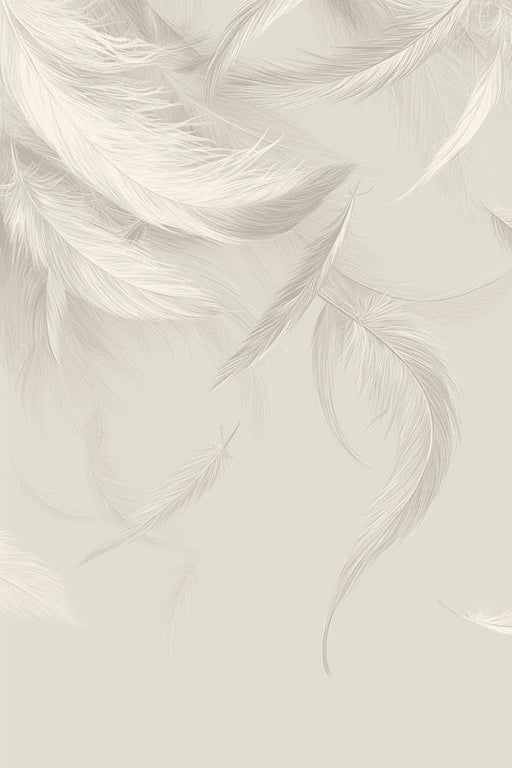Feather Mural Wallpaper | White and Beige