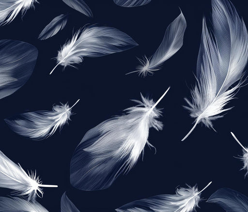 Feather Wallpaper | White Feathers on Navy Blue Background