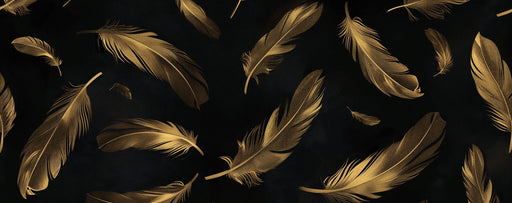 Feather Wallpaper | Golden Feathers on Black Background