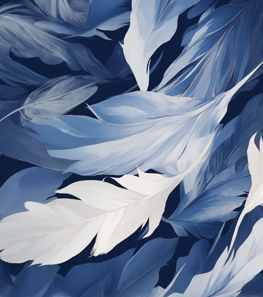 Feather Mural Wallpaper | White and Blue Variations