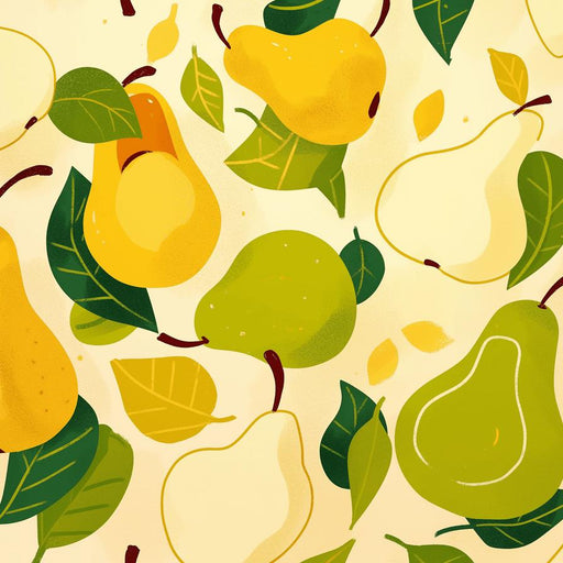 Pear Mural Wallpaper | White, Yellow, and Green