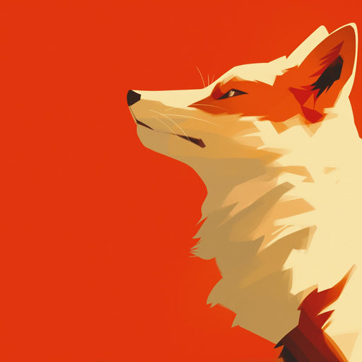 Fox Wallpaper | Distant Gaze on Orange Red Background