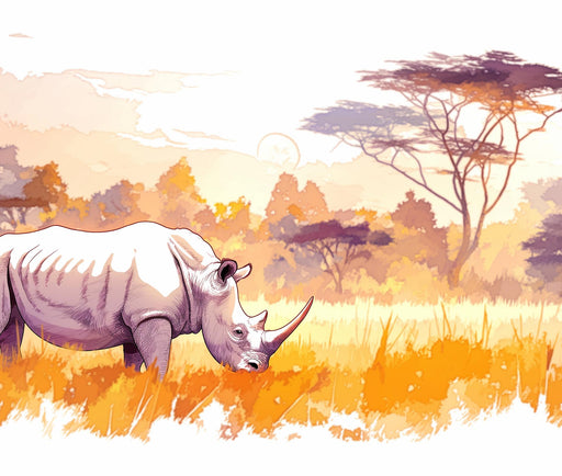 Rhinoceros Mural Wallpaper | In the Heart of the Savannah
