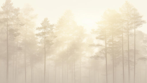 Pine Tree Mural Wallpaper | Mysterious Beige Mist