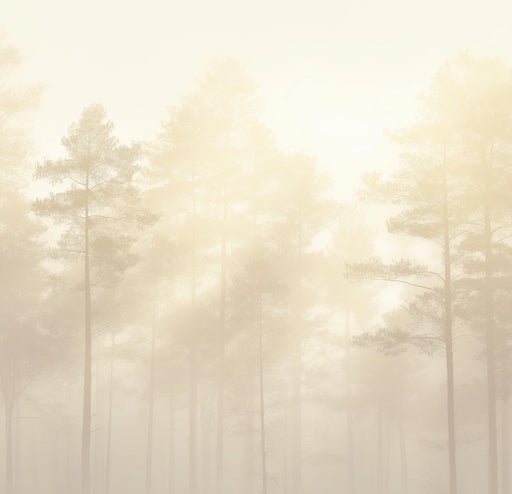 Pine Tree Mural Wallpaper | Mysterious Beige Mist