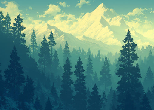 Pine Tree Mural Wallpaper | Mountain Background