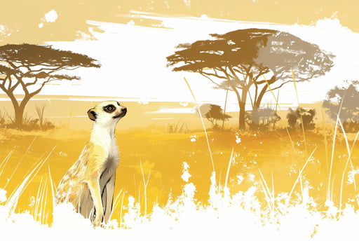 Meerkat Mural Wallpaper | Savanna in the Background