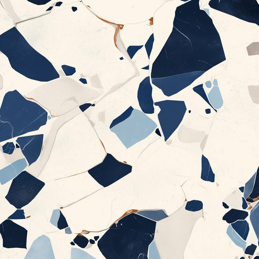 Terrazzo Mural Wallpaper | Blue and White Contrast