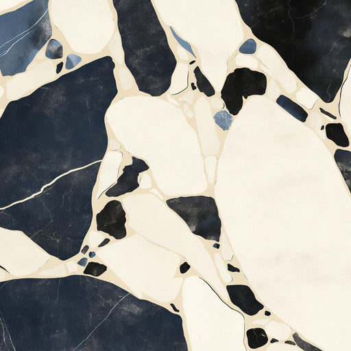 Terrazzo Mural Wallpaper | Black and Indigo