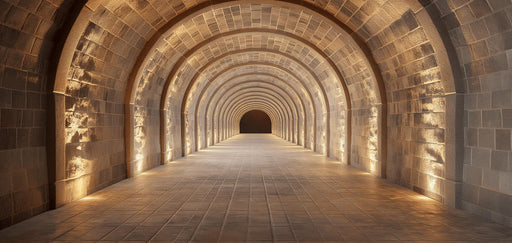 Mural Wallpaper Optical Illusion | Illuminated Stone Tunnel