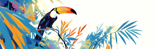 Tropical Mural Wallpaper | Toucan and Colorful Forest