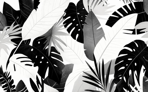 Dense Vegetation Mural Wallpaper | All in Black and White