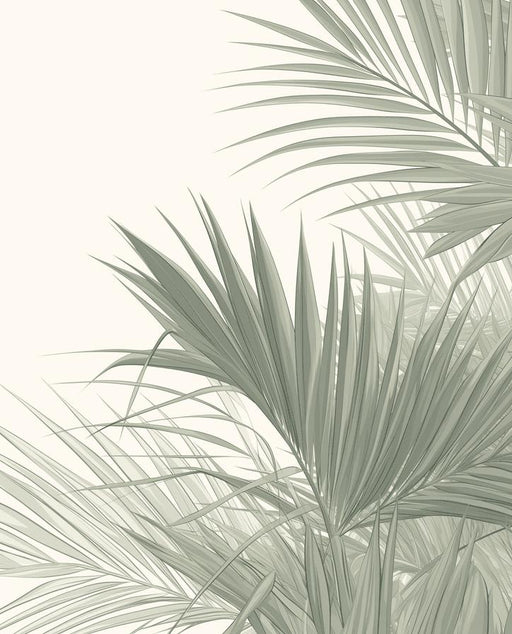 Tropical Vegetation Mural Wallpaper | Green and Beige