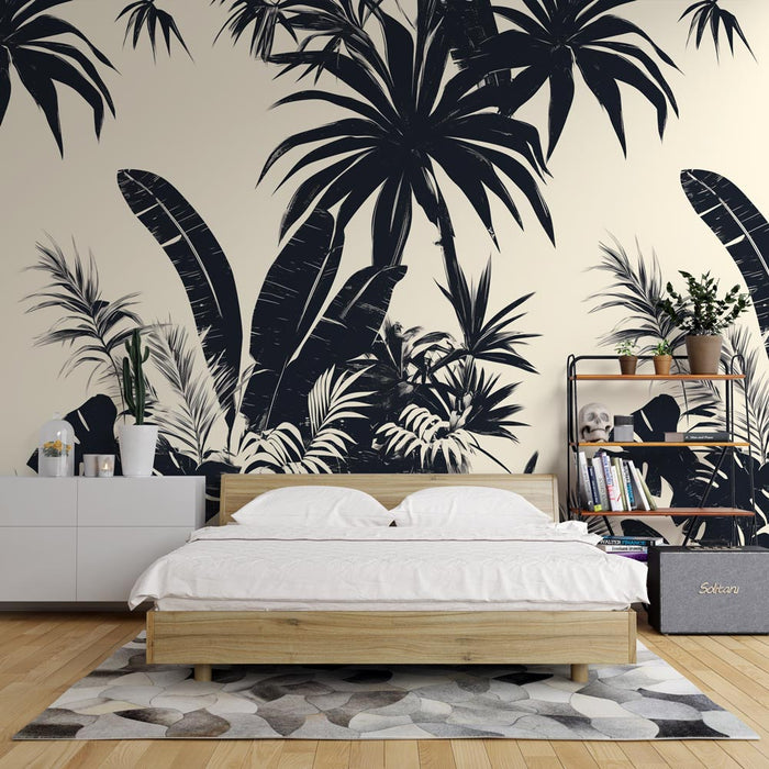 Papel de parede com padrão preto e branco | Floresta tropical