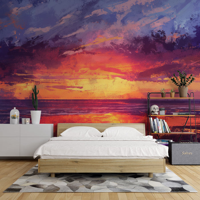 Sunset Mural Wallpaper | Warm Toned Painting