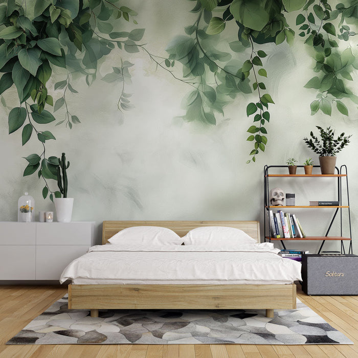 Headboard Mural Wallpaper | Leaves and Mystery