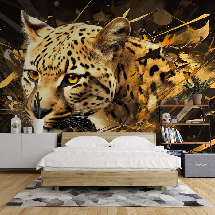 Cheetah Mural Wallpaper | Portrait with Golden Flares