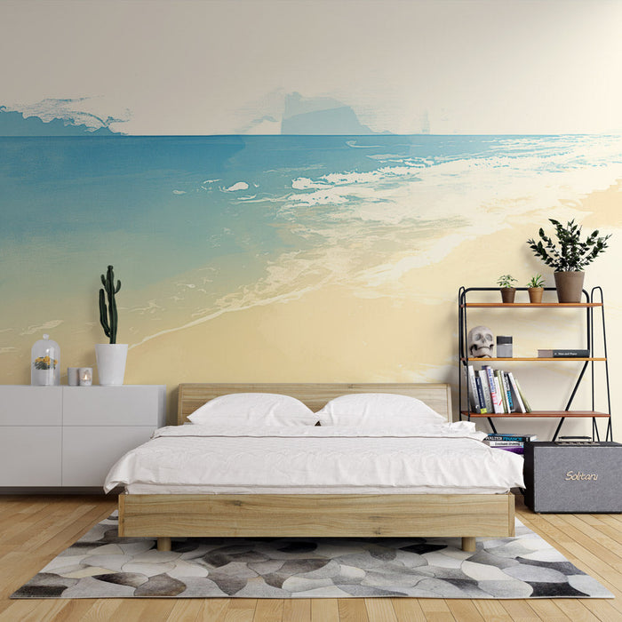 Sea and Beach Mural Wallpaper | Sand Advancing into the Sea