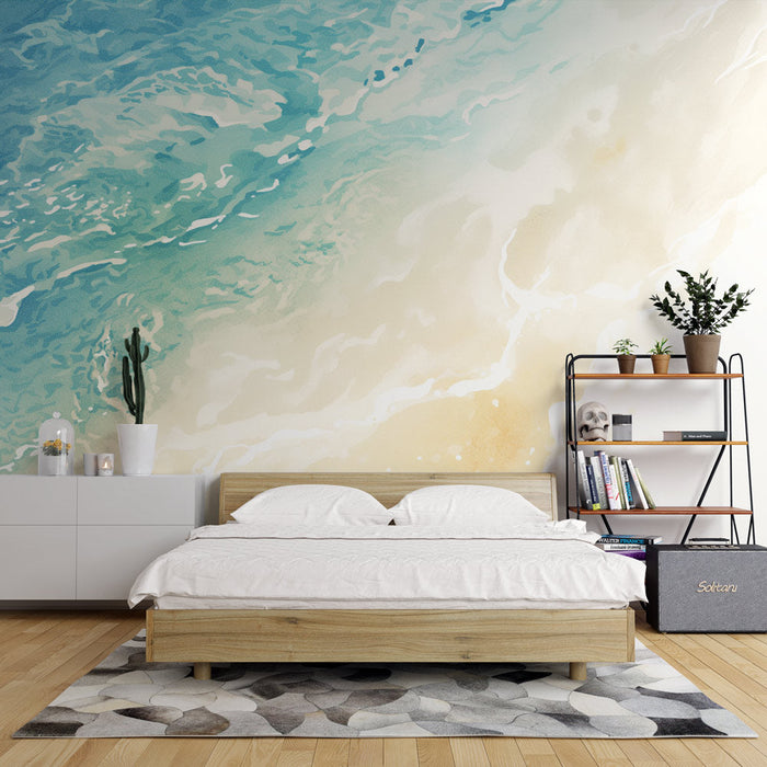 Ocean and Beach Mural Wallpaper | Waves and Sand
