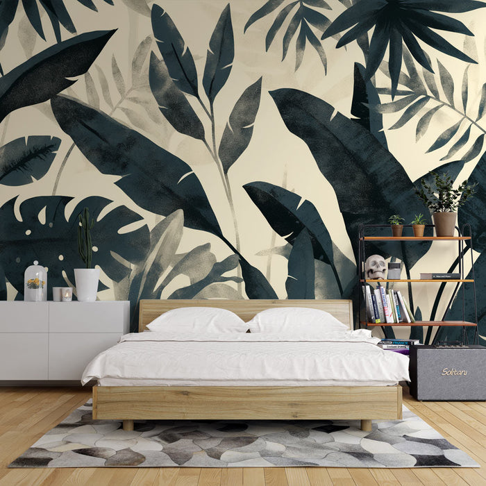 Papel de parede Mural Tropical Jungle | Azul Meia-Noite