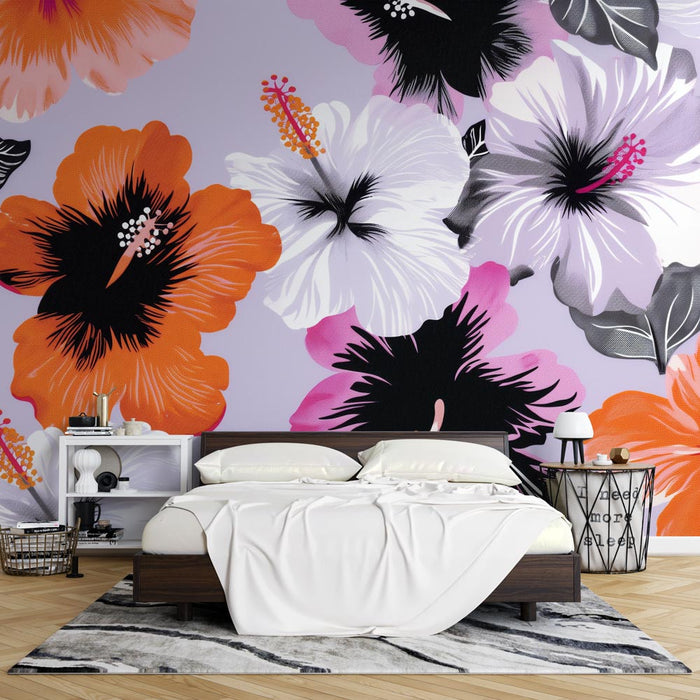 Fototapet hibiscus blomster | Intens farvekontrast