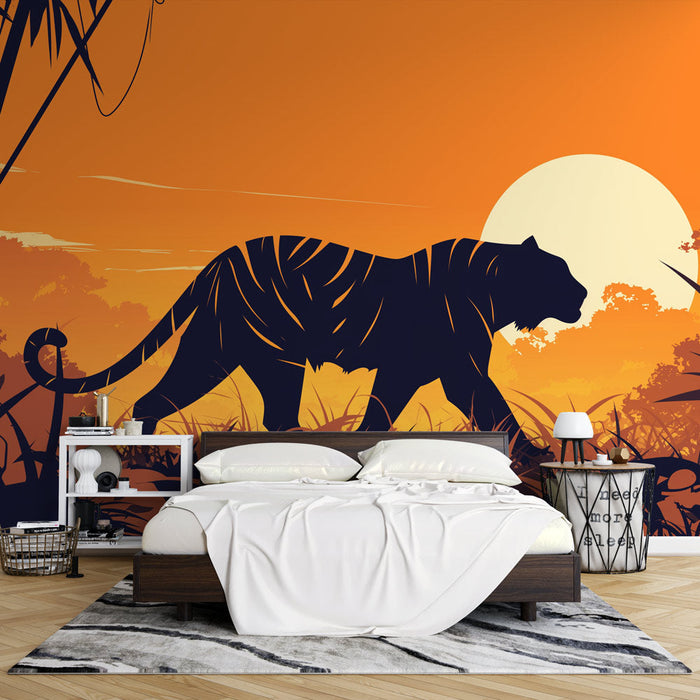 Tiger Mural Wallpaper | Sunset Stroll