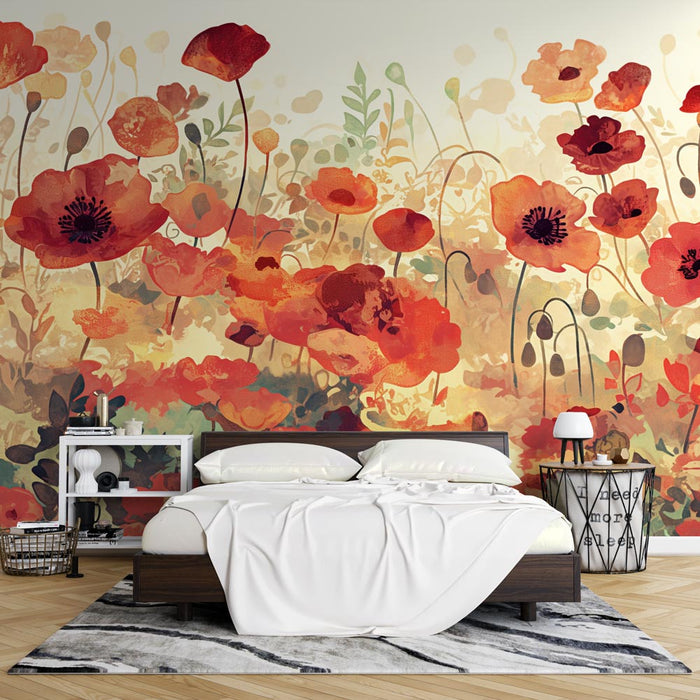 Bohemian Mural Wallpaper | Poppies