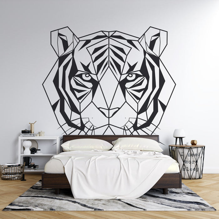 Geometric Animal Mural Wallpaper | Tiger Head