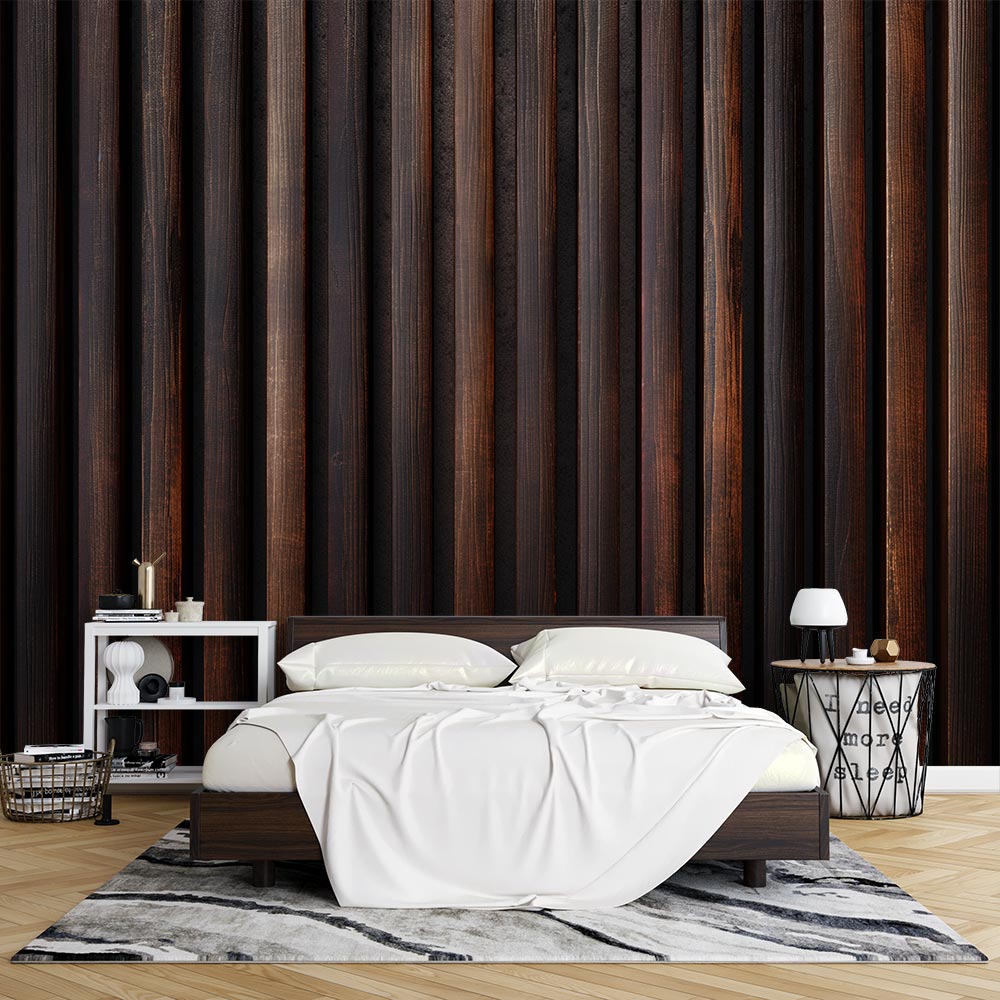 Carta da parati effetto pannelli di legno rustico | Legno scuro —  WonderMural, image size:1000x1000