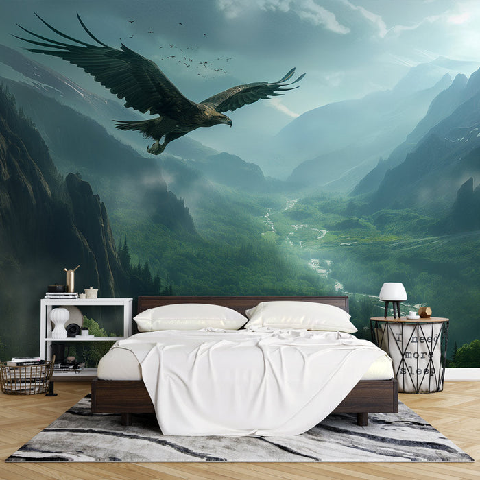 Mural Wallpaper bird | Majestic eagle in the heart of the mountains