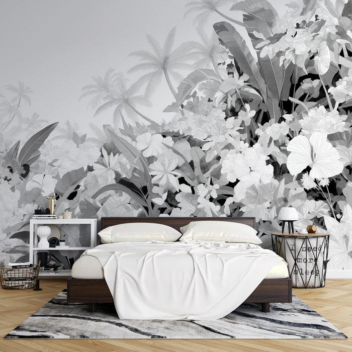 Tropical Forest Mural Wallpaper | Shades of Gray