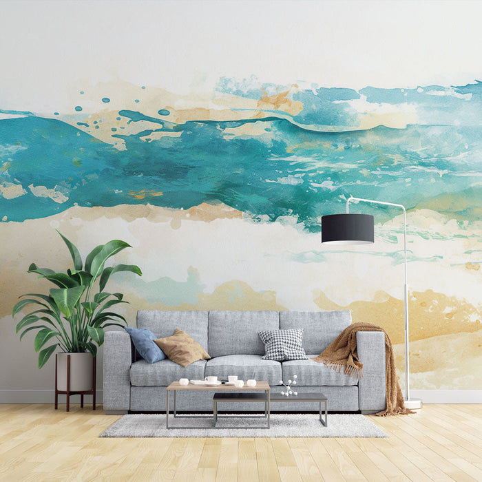 Sea and Beach Mural Wallpaper | Watercolor Style