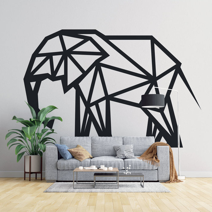 Geometrisk dyremural tapet | Grafisk elefant