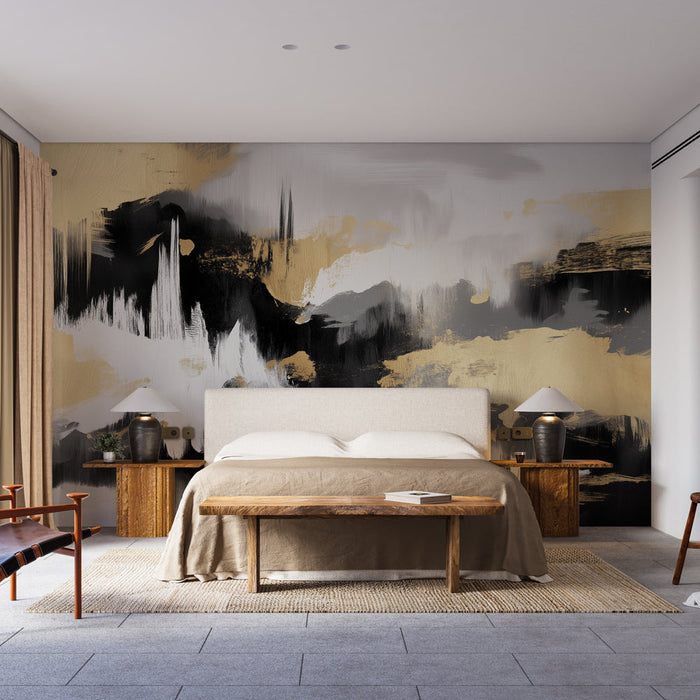 Mural Wallpaper Abstract | Black and Gold World