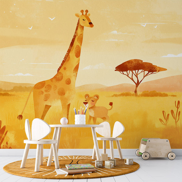 Dierenbehang | Giraffe en Leeuwenwelp