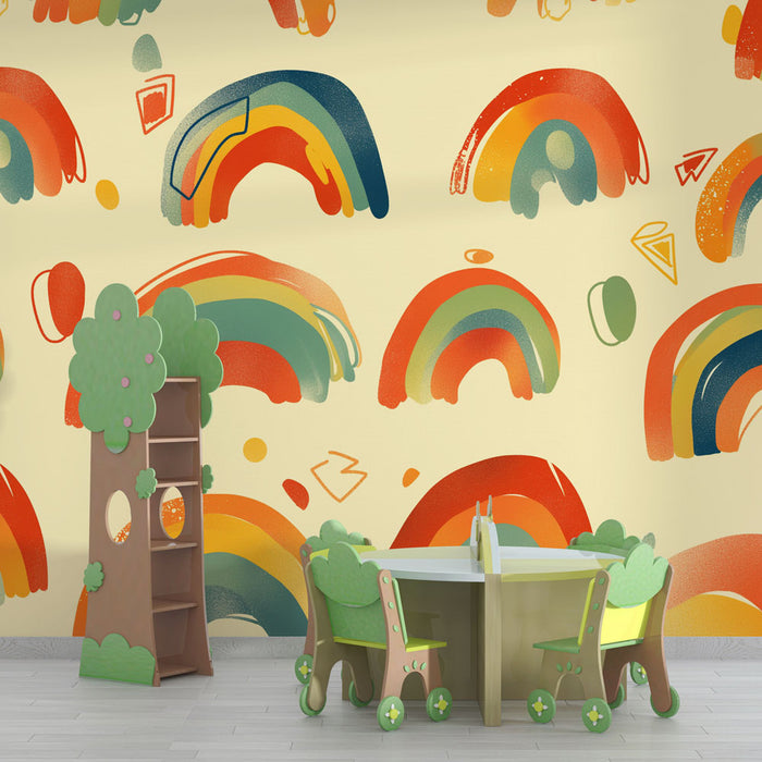 Rainbow Mural Wallpaper | Childlike Drawing